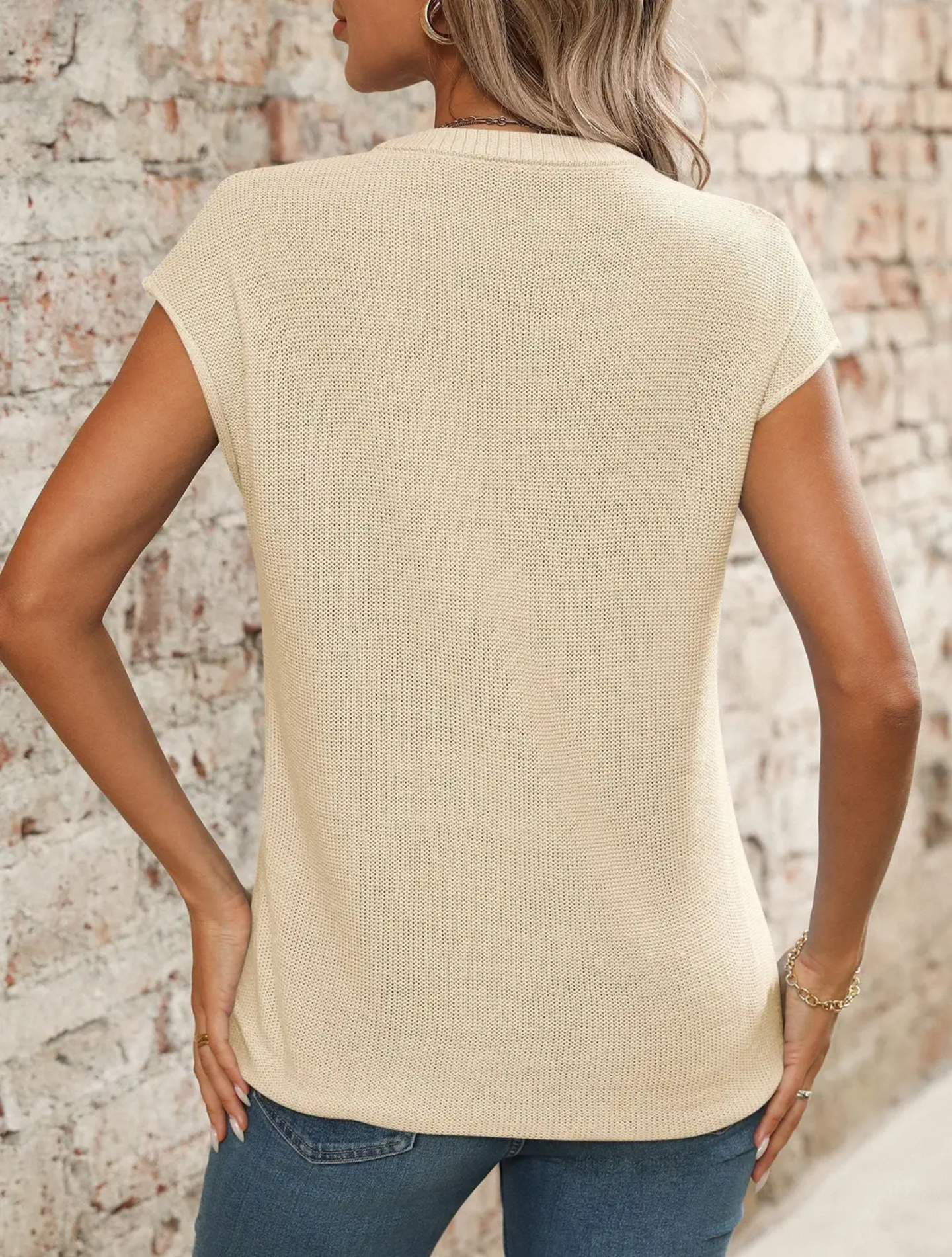 Woman's V neck top Knit Chunky Needle Casual Sweater