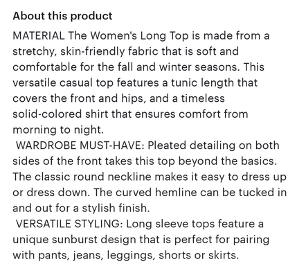 Solid color Round Neck Loose Pull-up Long Sleeved Top