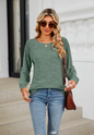 Solid color Round Neck Loose Pull-up Long Sleeved Top