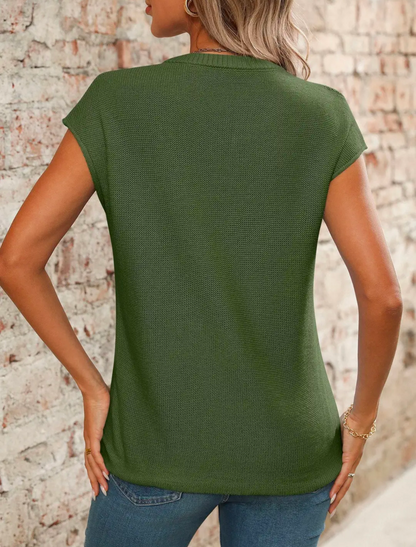 Woman's V neck top Knit Chunky Needle Casual Sweater