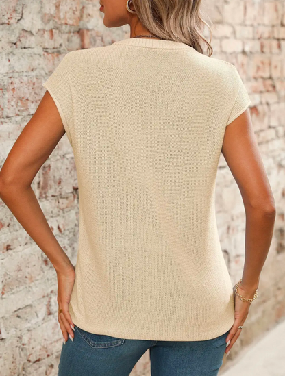Woman's V neck top Knit Chunky Needle Casual Sweater